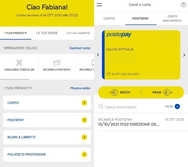 Postepay app BancoPosta