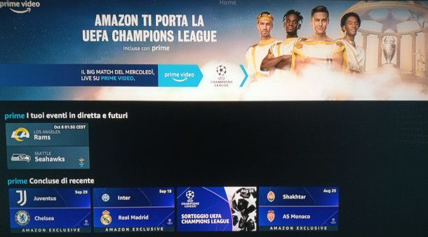 eventi champions prime video