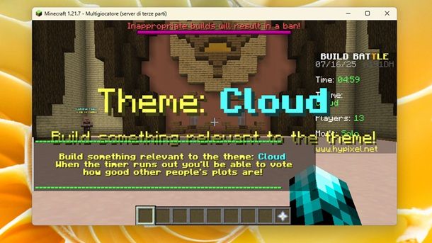 Tema costruzioni Build Battle Minecraft