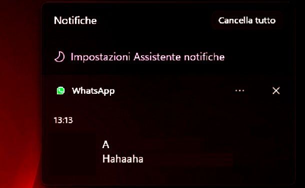 Notifiche WhatsApp Windows 11