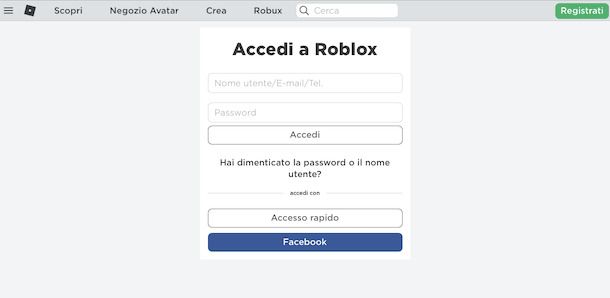 Recupero account Web Roblox