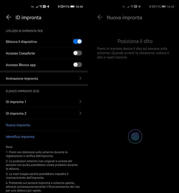 Come sbloccare HUAWEI con impronta digitale