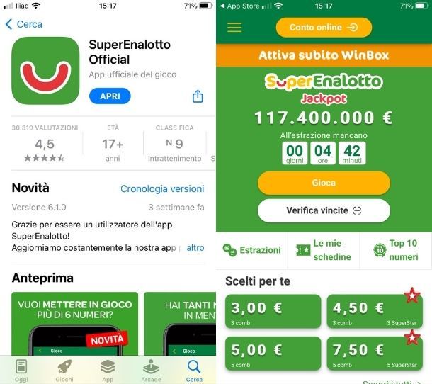 App SuperEnalotto iPhone 