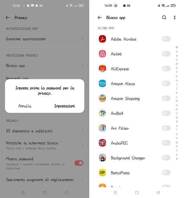 Come mettere la password alle applicazioni su Android su OPPO