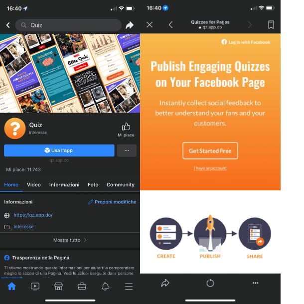 creare quiz con facebook su smartphone