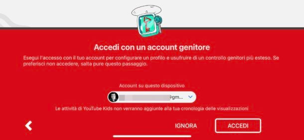 Creare account YouTube Kids