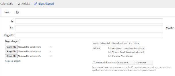 Come inviare allegati pesanti con Alice Mail