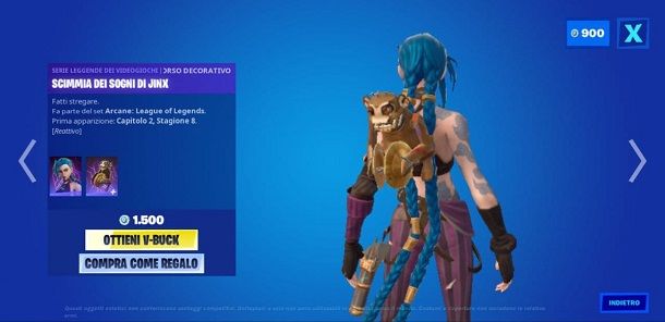 Dorso decorativo Scimmia dei Sogni di Jinx Fortnite