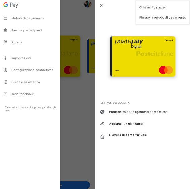 rimuovere carta di credito Google Pay