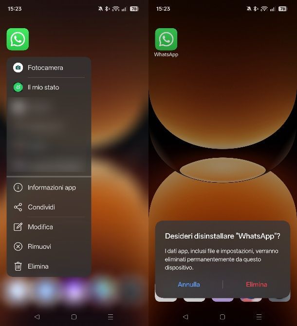 Reinstallare l'app