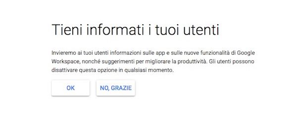 Informazioni utenti Google Workspace