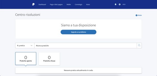 Centro risoluzioni PayPal