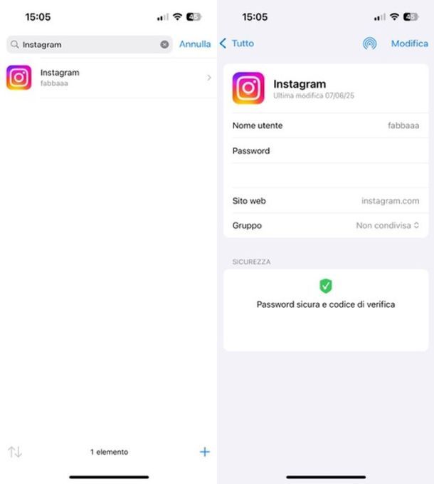 Recupero password Instagram