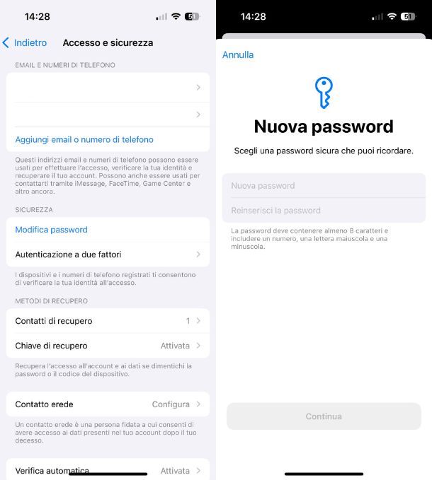Recupero password iCloud