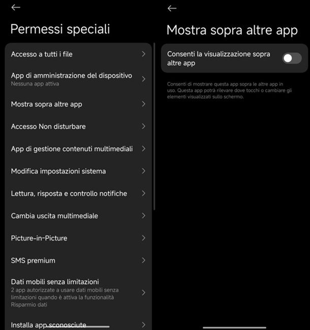Come disattivare overlay schermo Xiaomi