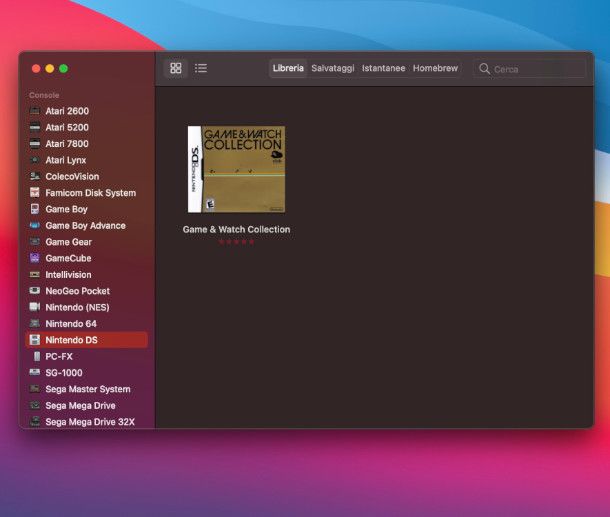 Raccolta Giochi OpenEmu su macOS