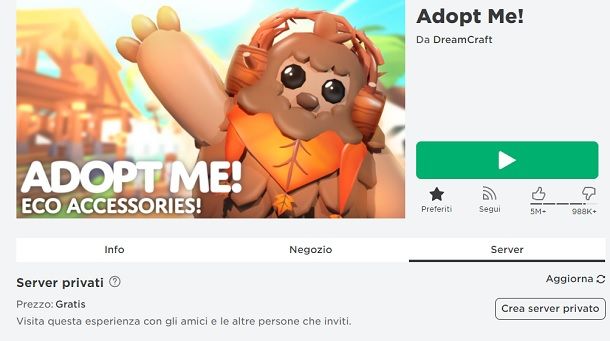 Come creare un server privato su Roblox