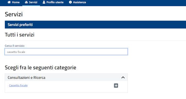 accesso servizio cassetto fiscale