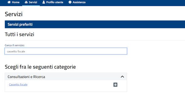 accesso servizio cassetto fiscale