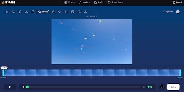 Modifica volume video di 123apps