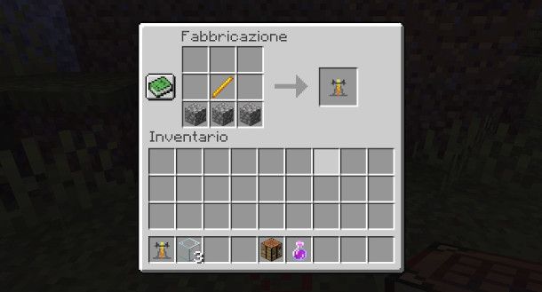 fabbricazione alambicco Minecraft