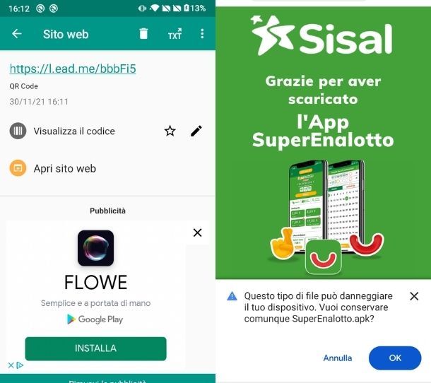 File .apk app SuperEnalotto Android