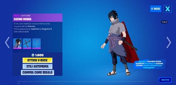 Come sbloccare la skin di Sasuke su Fortnite