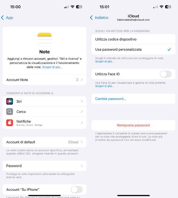Recuperare password note