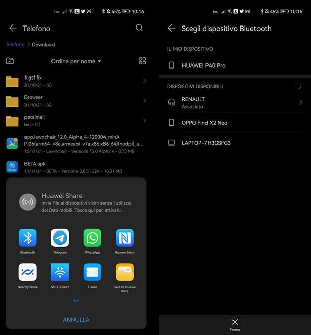 Come trasferire singoli file da HUAWEI a OPPO con bluetooth