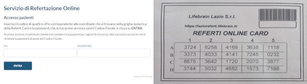 codice autenticazione referti Lifebrain