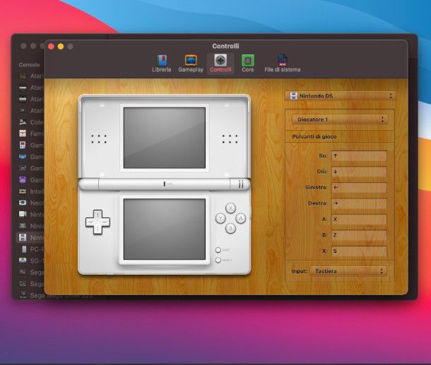 Configurazione Controlli OpenEmu su macOS