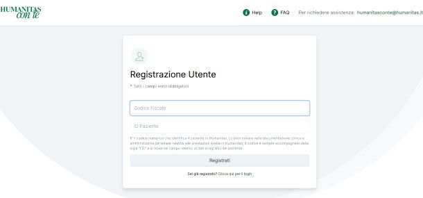 Humanitas registrazione online