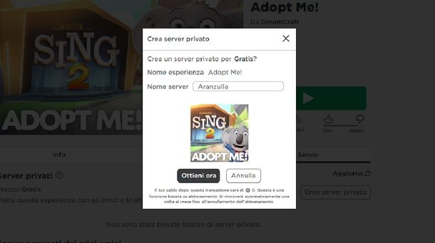 Come creare un server VIP su Roblox Adopt Me