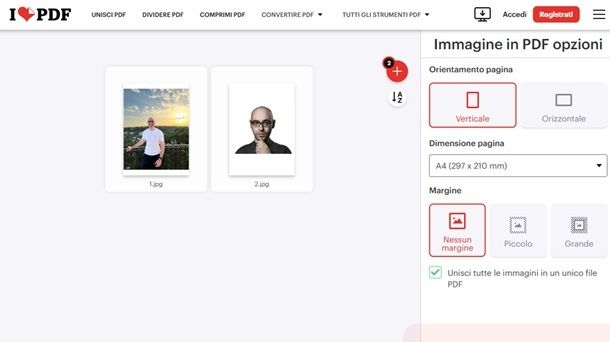 Come unire JPG in un PDF
