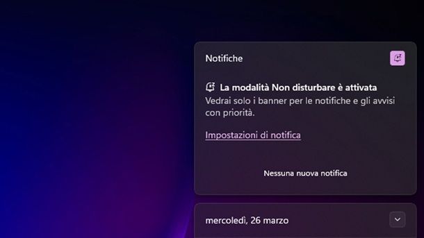 Modalità non disturbare notifiche Windows 11