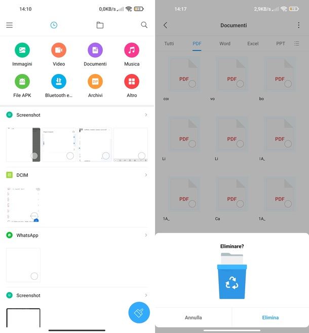 Eliminare PDF con Mi File Manager