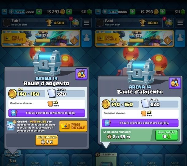 Apertura dei bauli Clash Royale