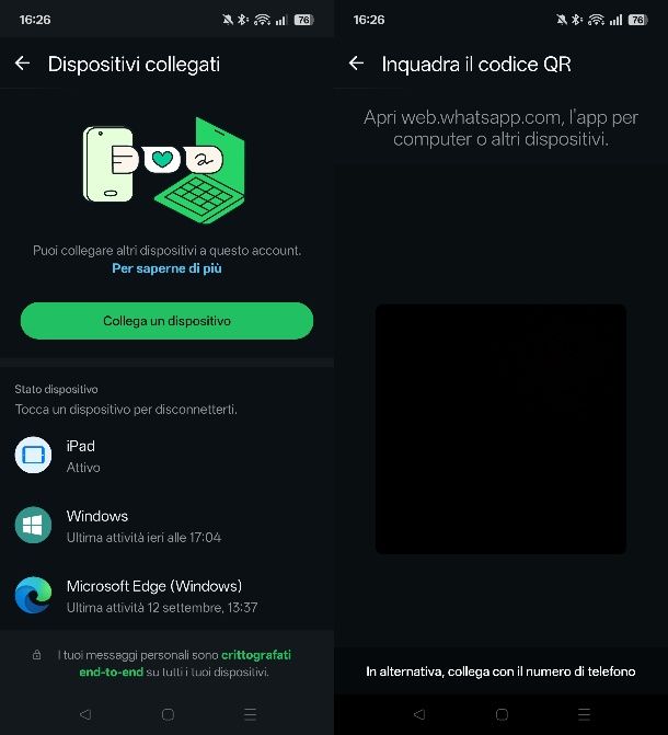Disconnettersi da WhatsApp Web/Desktop e riconnettersi