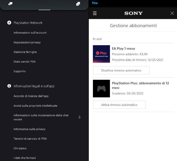 disattivazione ea play da app PlayStation