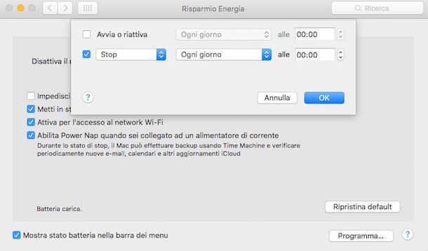 imposta stop Mac