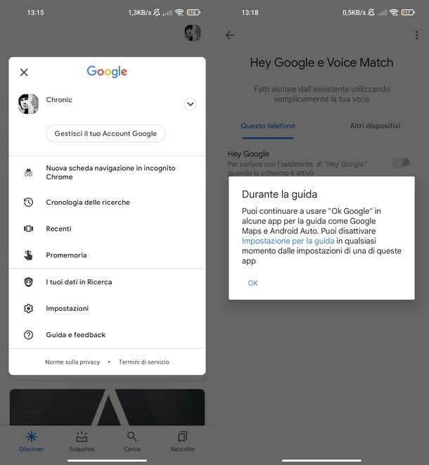 Disattivare Google Assistant Android