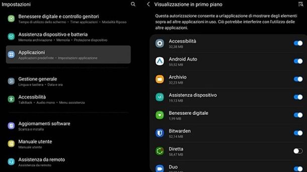 Come disattivare overlay schermo Samsung