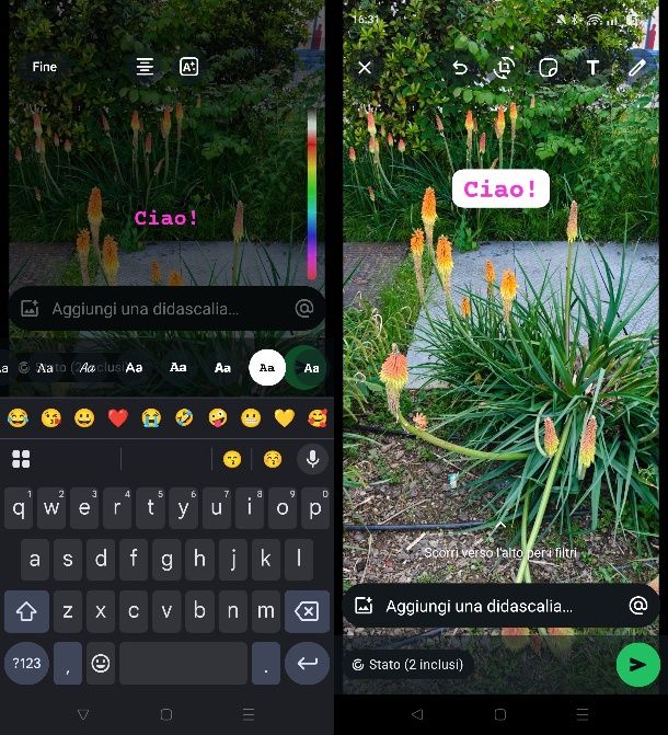 Come scrivere colorato su WhatsApp sullo stato