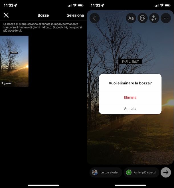 Come eliminare le bozze delle Storie su Instagram