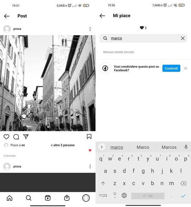 Mi piace ricevuti app Instagram Android