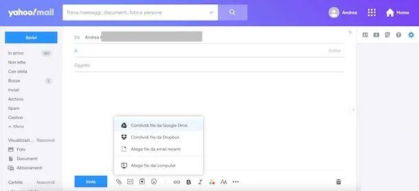 Inviare allegati pesanti con Yahoo Mail