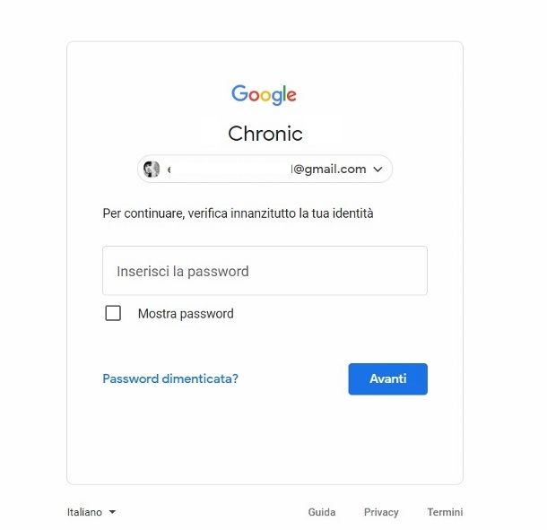 Recupero password account Google