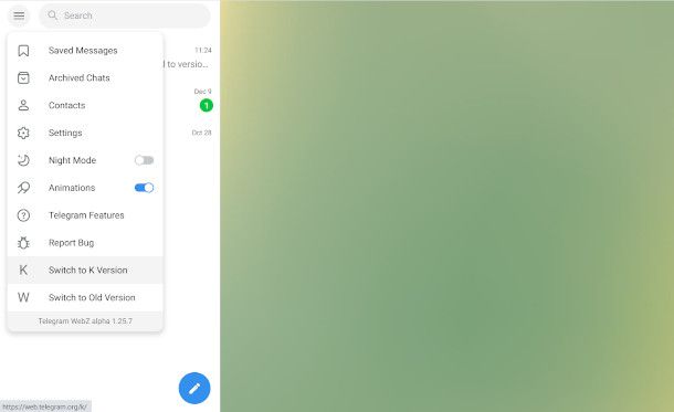 aggiornamento telegram web