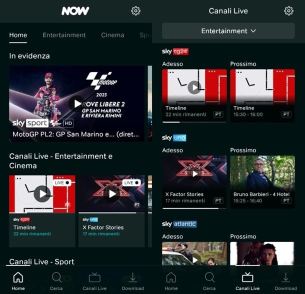 NOW app per vedere TV