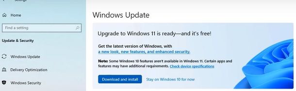 Come passare da Windows 10 a Windows 11